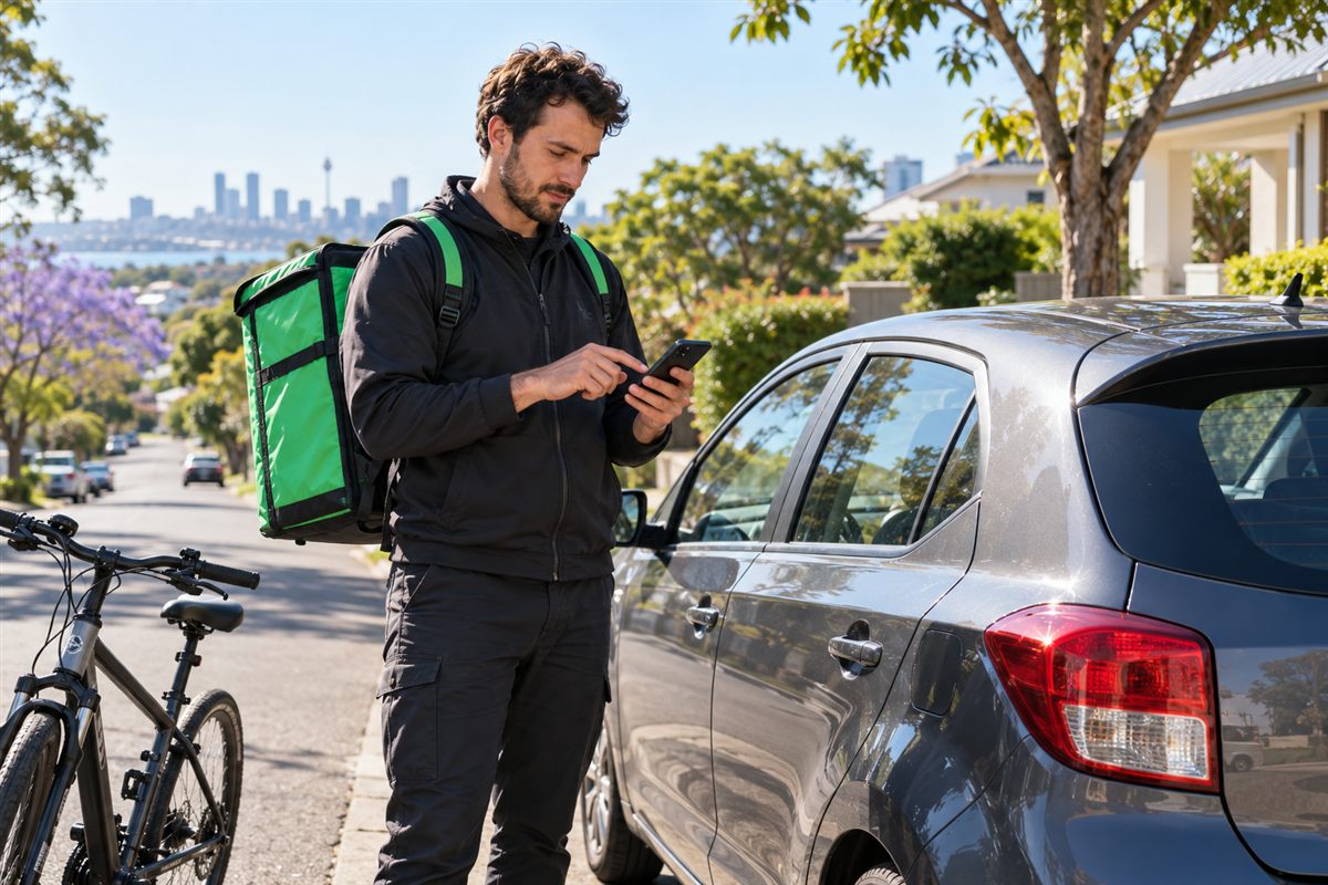 ABNで配達業務を行う人の車両と記録